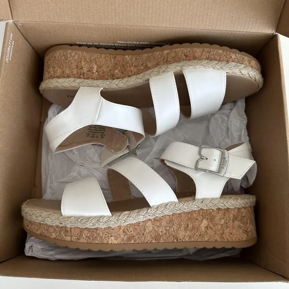 Dr. Scholls Shoes Womens 9.5 Ellie Platform Sandals Wedge Ankle Strap Espadrille